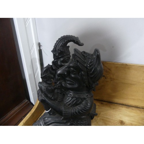 311 - A pair of vintage cast iron 'Punch and Judy' door stops, Punch 32cm high (2)