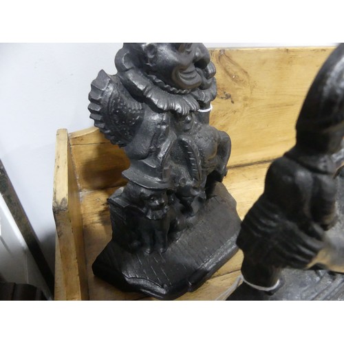 311 - A pair of vintage cast iron 'Punch and Judy' door stops, Punch 32cm high (2)