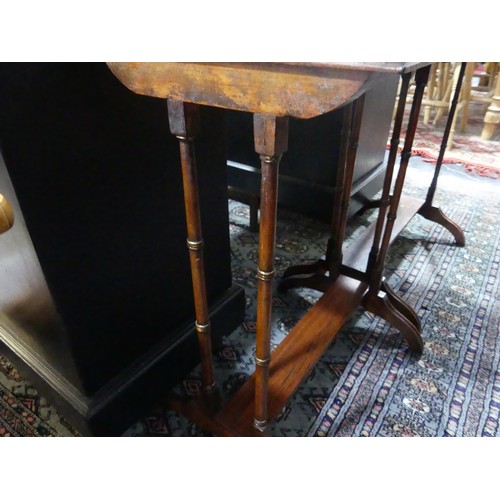 324 - A pair Edwardian mahogany side tables, with bamboo style twin supports, W 48cm x H 59.5cm x D 29.5cm... 