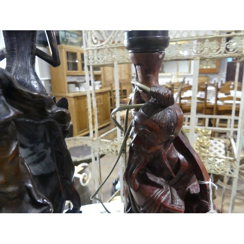 350 - A French spelter figural Table Lamp, the base bearing a plaque 