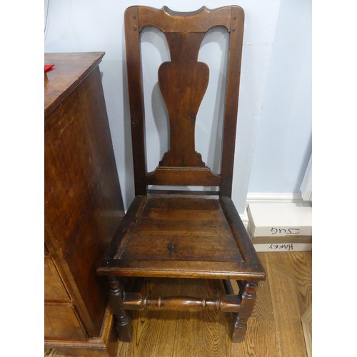 388 - A pair of Georgian Hall Chairs, with panelled seats and turned legs, H101cm seat height 44cm (2)... 