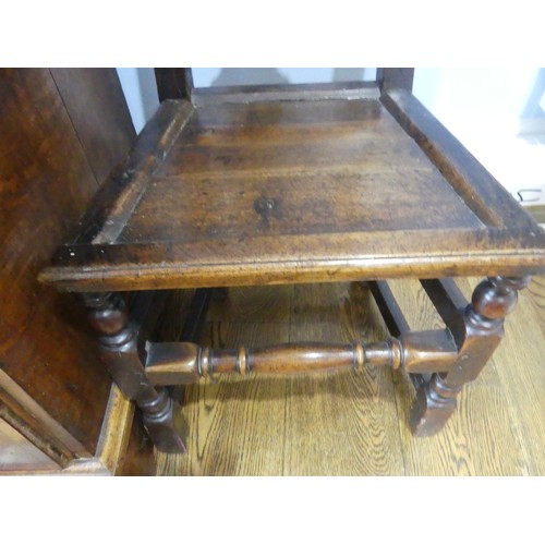 388 - A pair of Georgian Hall Chairs, with panelled seats and turned legs, H101cm seat height 44cm (2)... 