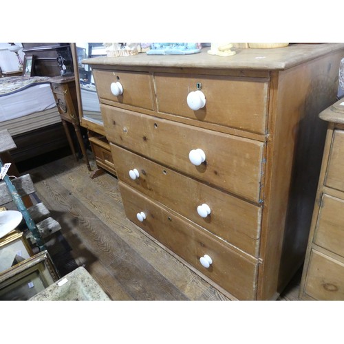 400 - An early 20thC pine Chest of Drawers, two short over three long, 73cm x 32cm x 44cm high, as found w... 