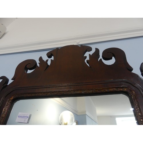 426 - A Georgian style walnut fretwork Wall Mirror, of a small size. W 35cm x H 59 cm.