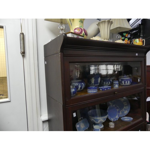 463 - An early 20th century mahogany 5-section stacking Bookcase, with hinged sliding doors, W:87cm x D:36... 