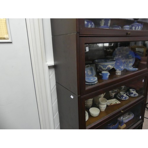 463 - An early 20th century mahogany 5-section stacking Bookcase, with hinged sliding doors, W:87cm x D:36... 