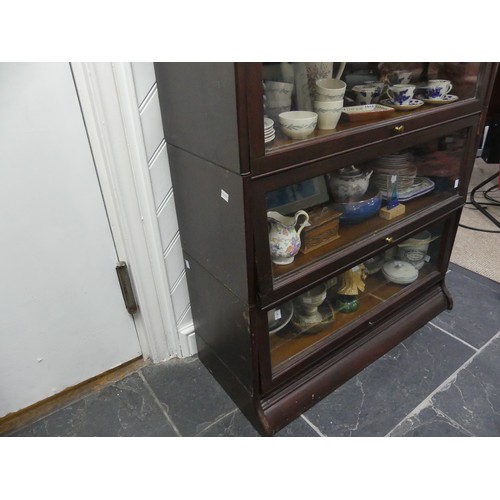 463 - An early 20th century mahogany 5-section stacking Bookcase, with hinged sliding doors, W:87cm x D:36... 