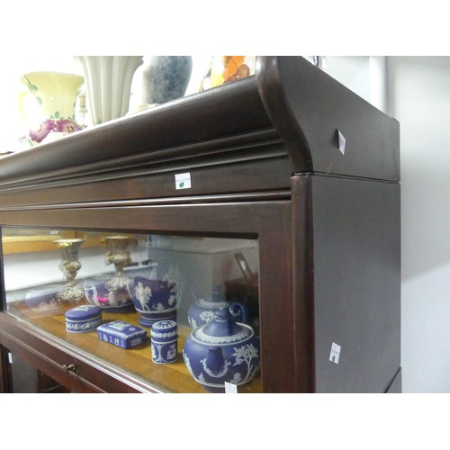 463 - An early 20th century mahogany 5-section stacking Bookcase, with hinged sliding doors, W:87cm x D:36... 