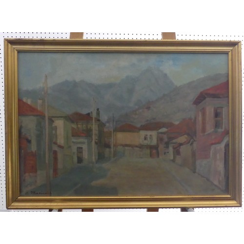 235A - Ukrainian School (20th century, in the style of Abraham Manievich, 1883-1942), Street Scene, oil on ... 