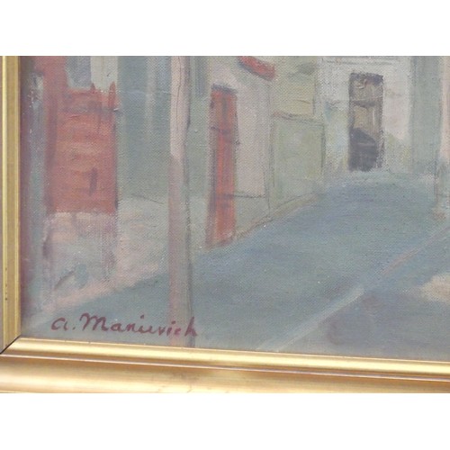 235A - Ukrainian School (20th century, in the style of Abraham Manievich, 1883-1942), Street Scene, oil on ... 