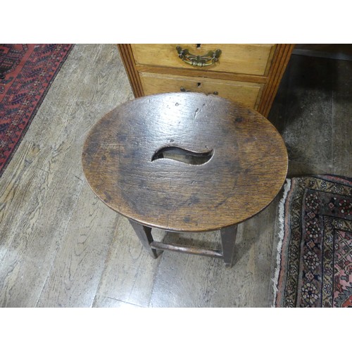 474 - An antique oak stool, W 37cm x H 56cm x D 28cm