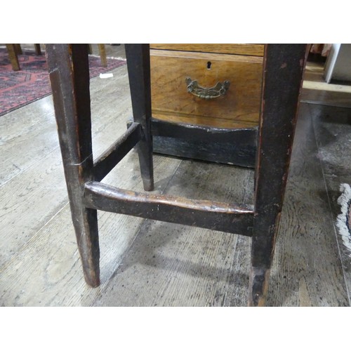 474 - An antique oak stool, W 37cm x H 56cm x D 28cm