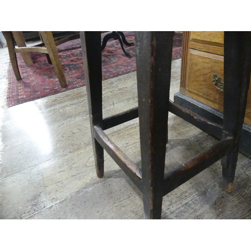 474 - An antique oak stool, W 37cm x H 56cm x D 28cm