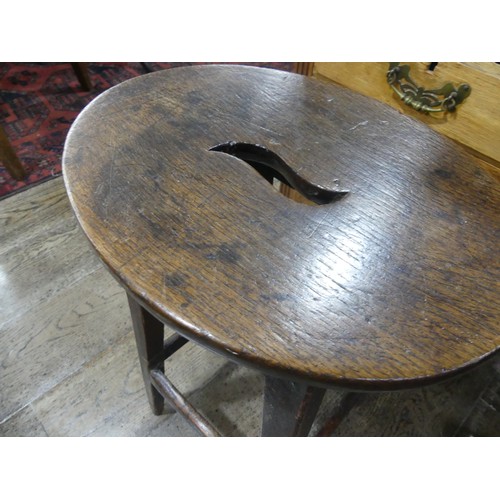 474 - An antique oak stool, W 37cm x H 56cm x D 28cm