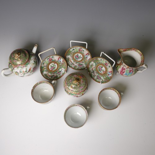 145 - An antique Chinese porcelain matched famille rose Tea Set, comprising three near matched Tea Cups an... 