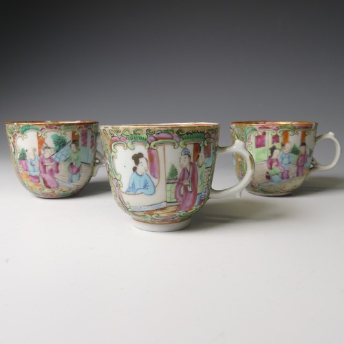 145 - An antique Chinese porcelain matched famille rose Tea Set, comprising three near matched Tea Cups an... 