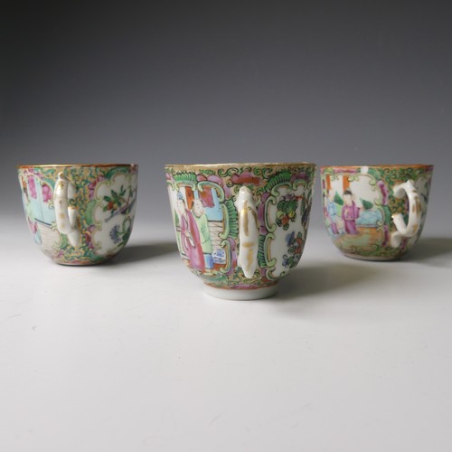 145 - An antique Chinese porcelain matched famille rose Tea Set, comprising three near matched Tea Cups an... 