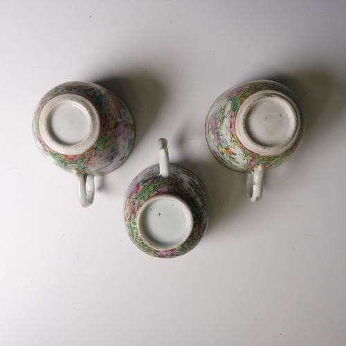 145 - An antique Chinese porcelain matched famille rose Tea Set, comprising three near matched Tea Cups an... 