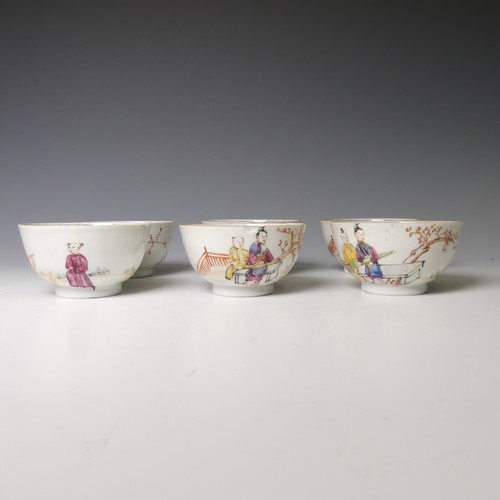 146 - A small quantity antique Chinese porcelain Teawares, comprising six Tea Bowls and four Plates, decor... 