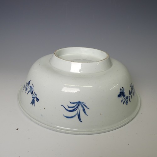 149 - An antique English chinoiserie blue and white Punch Bowl, the interior decorated with underglaze blu... 