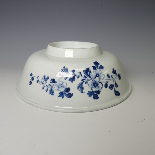 149 - An antique English chinoiserie blue and white Punch Bowl, the interior decorated with underglaze blu... 