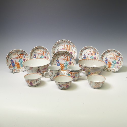 152 - A small quantity of antique Chinese famille rose Teawares, to comprise three Teabowls, five Saucers,... 