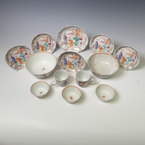 152 - A small quantity of antique Chinese famille rose Teawares, to comprise three Teabowls, five Saucers,... 