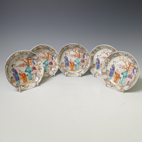 152 - A small quantity of antique Chinese famille rose Teawares, to comprise three Teabowls, five Saucers,... 