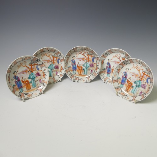 152 - A small quantity of antique Chinese famille rose Teawares, to comprise three Teabowls, five Saucers,... 