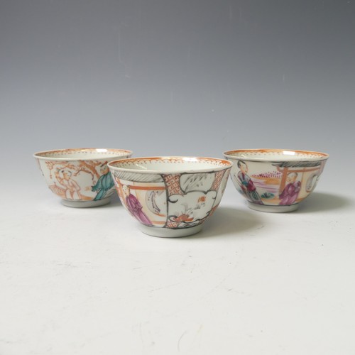 152 - A small quantity of antique Chinese famille rose Teawares, to comprise three Teabowls, five Saucers,... 