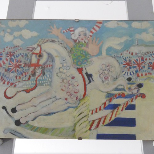 199 - Lawson E. Rudge (b. 1936), Jubilee carousel queen, watercolour, in a clipframe, 26cm x 36cm, signed ... 