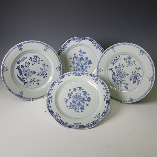 143 - A pair of antique Chinese blue and white porcelain Plates, of octagonal form, decorated with greek k... 