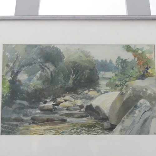 201 - Lawson E. Rudge (b. 1936), 'Dartmoor, Devon', watercolour, 22cm x 38cm, overmounted, framed and glaz... 