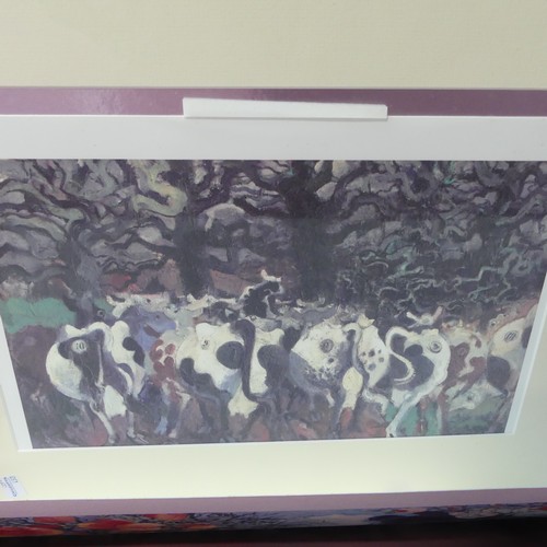 198 - Lawson E. Rudge (b. 1936), The Hunt and Hounds in an Orchard, print, 44cm x 30cm, overmounted, frame... 