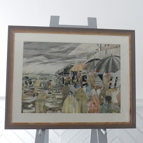 254 - 20th century school, A Day at the Races, pencil and watercolour, signed 