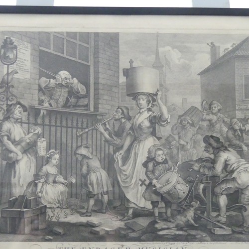 227 - After William Hogarth (1697-1764), The Enraged Musician, engraving, 36 x 41cm, framed.... 