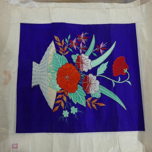 166 - Three early 20thC Japanese Nagasaki silk embroidered pictures by H Imamura, including of a British N... 