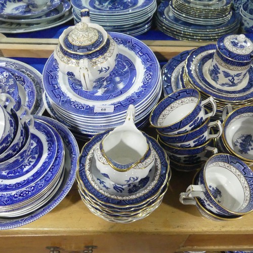 68 - A large quantity of blue and white pattern Tablewares, including Booth's 'Real Old Willow', Longton'... 