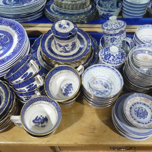 68 - A large quantity of blue and white pattern Tablewares, including Booth's 'Real Old Willow', Longton'... 