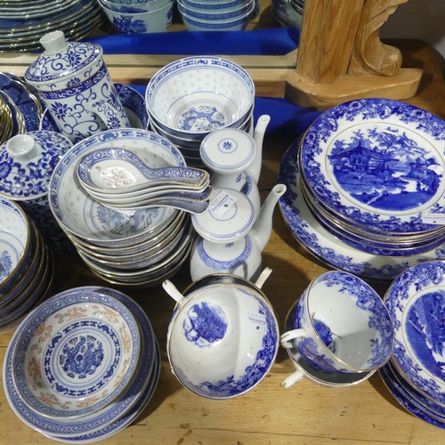 68 - A large quantity of blue and white pattern Tablewares, including Booth's 'Real Old Willow', Longton'... 