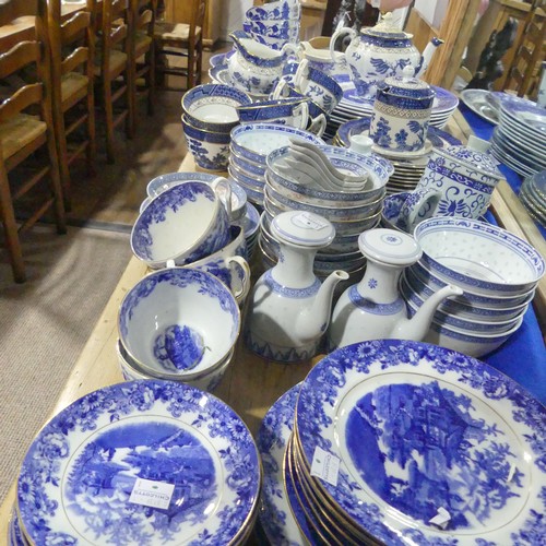 68 - A large quantity of blue and white pattern Tablewares, including Booth's 'Real Old Willow', Longton'... 