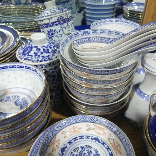 68 - A large quantity of blue and white pattern Tablewares, including Booth's 'Real Old Willow', Longton'... 