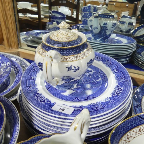 68 - A large quantity of blue and white pattern Tablewares, including Booth's 'Real Old Willow', Longton'... 