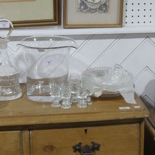 71 - A mid 20thC Orrefors glass Decanter, signed on the base, together with a Dartington Crystal ice buck... 