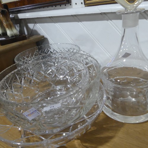 71 - A mid 20thC Orrefors glass Decanter, signed on the base, together with a Dartington Crystal ice buck... 