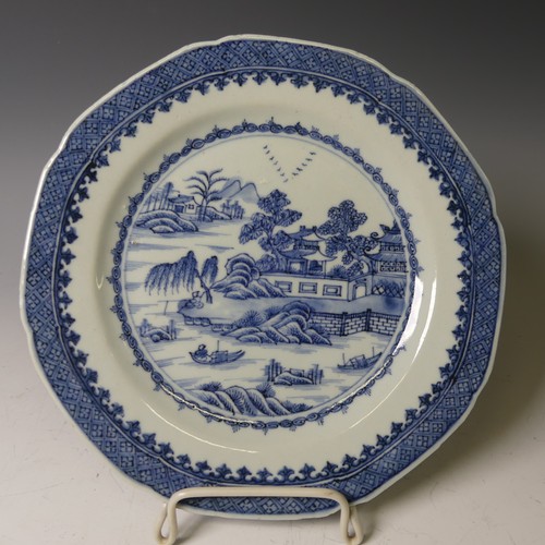 159 - A near pair of 19thC Chinese blue and white Plates, with underglaze floral decoration and floral blo... 