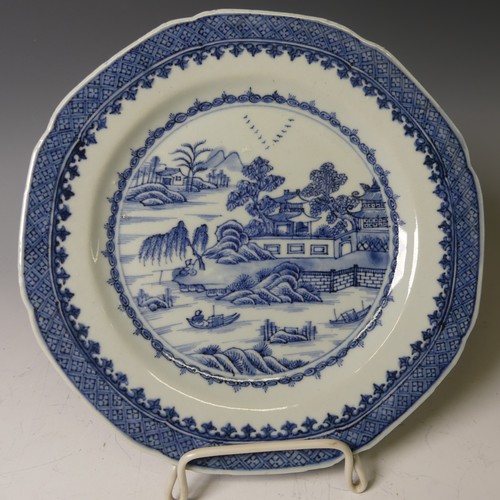 159 - A near pair of 19thC Chinese blue and white Plates, with underglaze floral decoration and floral blo... 