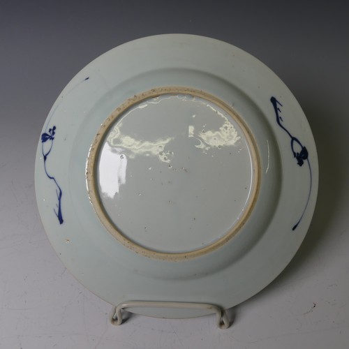 159 - A near pair of 19thC Chinese blue and white Plates, with underglaze floral decoration and floral blo... 