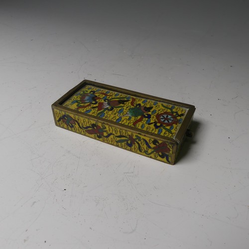 169 - A pair of oriental painted enamel Bowls, decorated in the famille rose palette with flowers on a pal... 