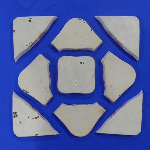 138 - A late 19thC Chinese porcelain Hors D'Oeuvres Set, comprising nine dishes forming a square shape, ea... 